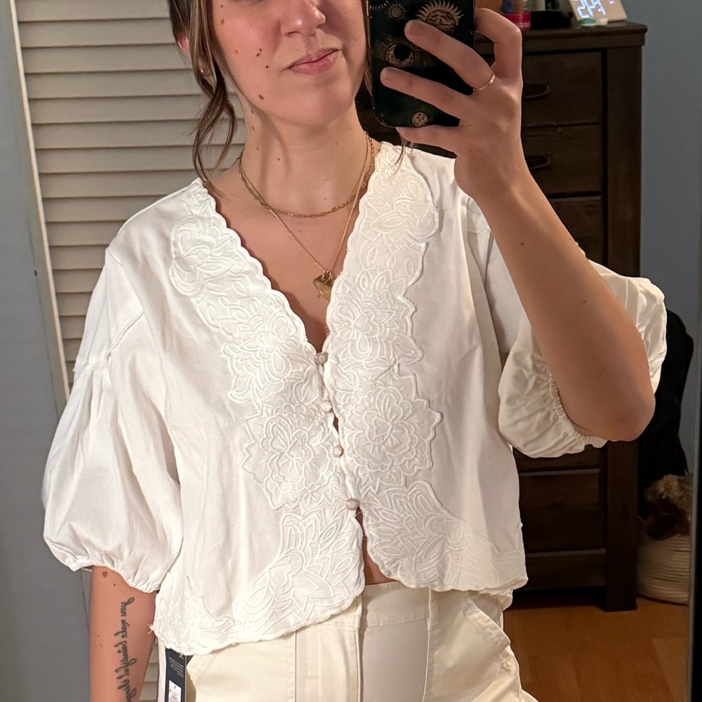 White Embroidered Top